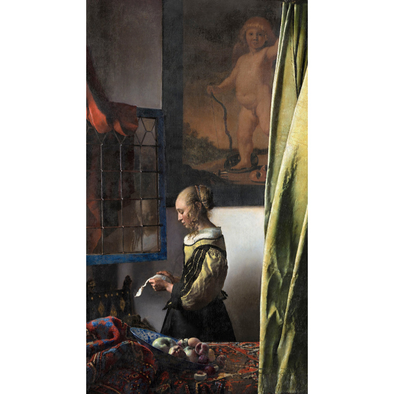 Van Delft Brieflezend meisje bij het venster